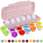 Hhyn Color Shape Matching Eggs for Toddlers, Preschool Learning Educational Sorting Easter Eggs Toys Gift Recognition Skills for Kids Boys Girls