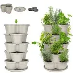 Amazing Creation Stackable Planter Vertical Garden for Growing Strawberries, Herbs, Flowers, Vegetables and Succulents| Indoor/Outdoor 5 Tier Gardening Tower (Terracotta)