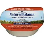 Natural Balance L.I.D. Limited Ingredient Diet Grain Free Flaked White Fish and Sweet Potato Formula in Broth Dog Food Cups - 2.75-oz, Case of 24