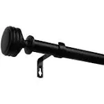 Exclusive Home Duke 1 inch Curtain Rod and Finial Set, Matte Black, Adjustable 36 inch-72 inch