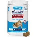 Glandex para perros, masticables blandos de potencia avanzada para las glándulas anales, suplemento para la digestión, fibra y probióticos, 60 unidades, vegano, con sabor a pato y tocino