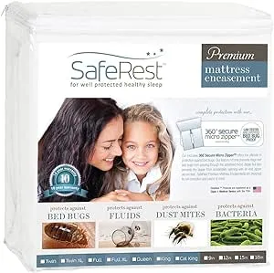 SafeRest Zippered Mattress Protector - Premium 12-15 Inch Waterproof Mattress Cover for Bed - Breathable & Noiseless Washable Mattress Encasement - Full