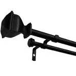 Exclusive Home Napoleon Double Curtain Rod and Finial Set, 36-72 - Black