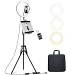 12’’ Ring Light with Tripod Stand (72’’ Tall) &amp; iPad/Phone Holder, Dimmable S...