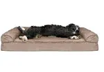 FurHaven Plush & Suede Cooling Gel Sofa Dog Bed - Large, Almondine