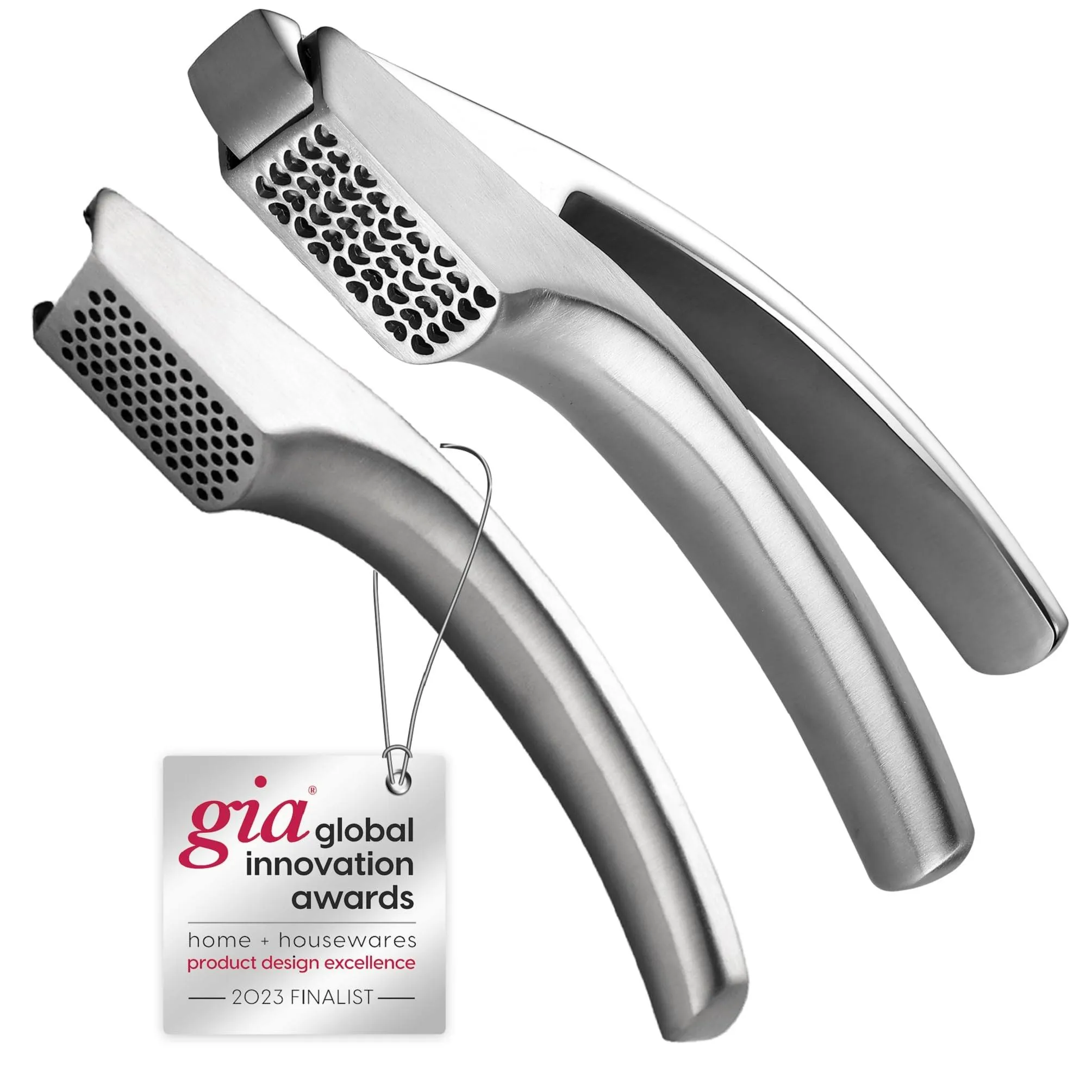 Garlic Press Stainless Steel - No Need to Peel Garlic Mincer Combo for Fine and