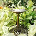 28 Inch Height Polyresin Lightweight Antique Outdoor Garden Bird Bath Copper