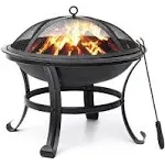 22 in Fire Pit for Outside Outdoor Wood Burning Small Bonfire Pit Steel Firepit