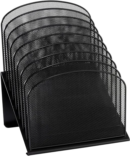 Safco 8-Section Onyx Slant Desktop Organizer, Black