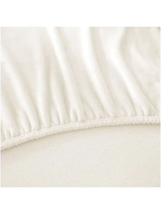 Cathay Home King Flannel-Plush Fitted Sheet - Ultra Soft & Thick Plush, No-Pilling - All Season Cozy Warmth - 12" Deep Pocket Fitted Sheet Only (King, Cream)