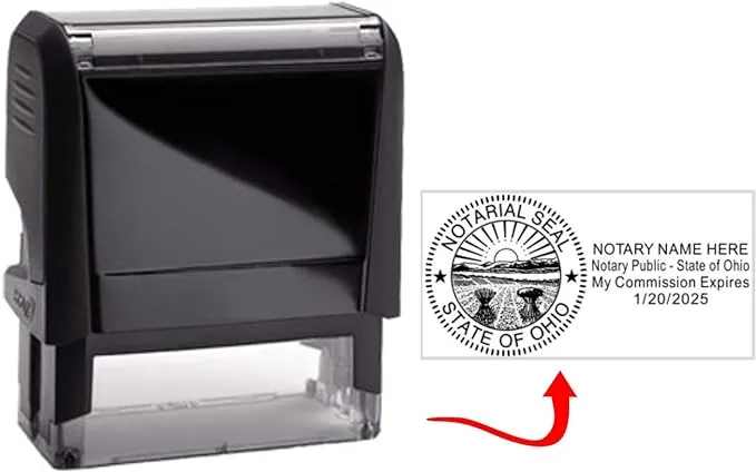 Ohio Notary Stamp | Standard Self Inking Model, 2.75x1.0 Inch Rectangular Prints