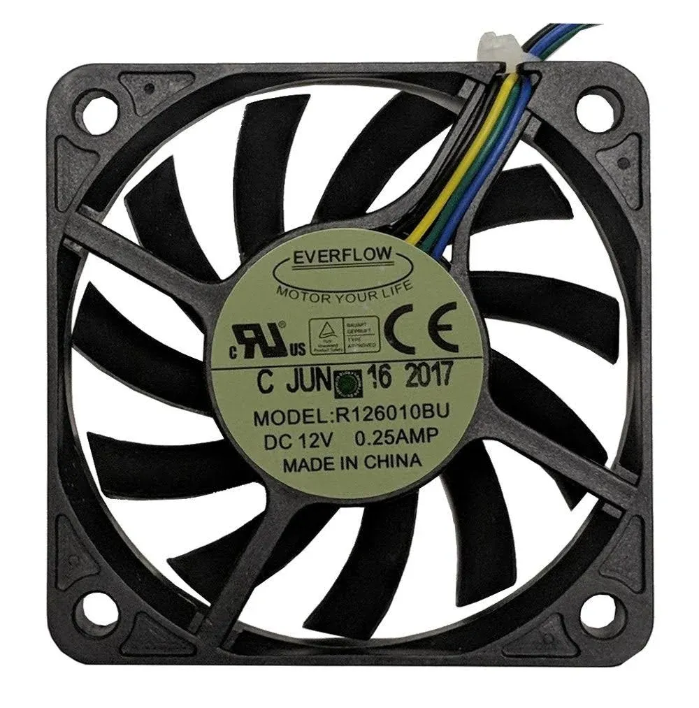 Everflow 60x60x10mm 12 Volt DC Fan with PWM Function, Model R126010BUAF