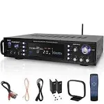 Pyle 3000-Watt Wireless Multi-Channel Bluetooth Hybrid Amplifier Receiver, Black