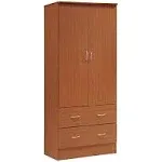 Hodedah 2 Door Armoire with 2 Drawers and Clothing Rod