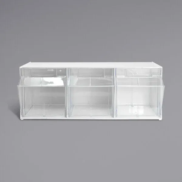 Deflecto 23 5/6&quot; x 7 3/4&quot; x 9 1/2&quot; White Interlocking 3 Tilt-Bin Organizer