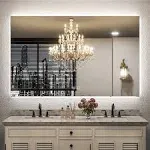 Keonjinn LED Bathroom Mirror with Lights Backlit Vanity Mirror Anti-Fog Lighted Bathroom Mirror Wall