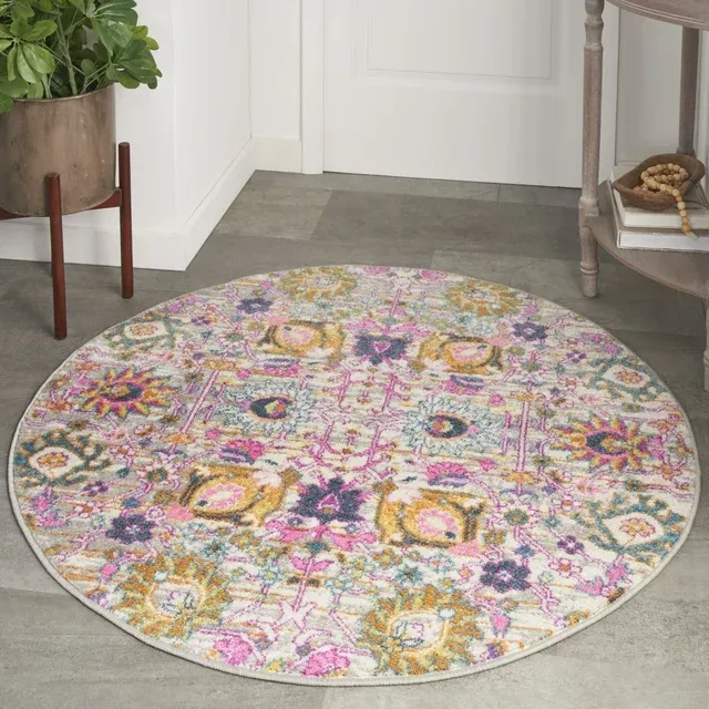 4' x round Silver Nourison Passion Area Rug - Nourison 99446013699