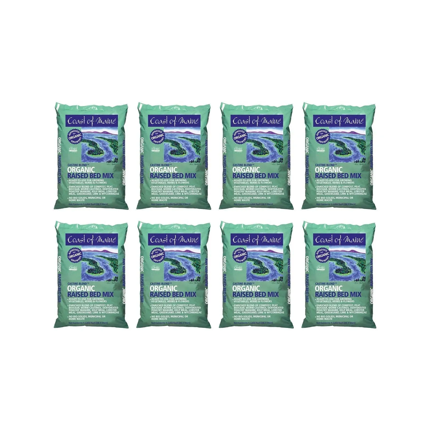 Coast of Maine Castine Blend Raised Bed Gardening Soil Mix, 1 Cu ft (8 Pack)