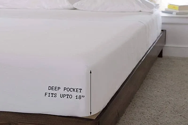 100% Cotton Percale Fitted Sheet King size, Ivory, 1 Deep Pocket Fitted Sheet, Crisp and Cool Strong Bed Linen, 78 inchx80 inch+15 inch, Size: King