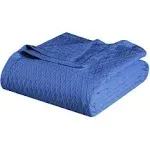 Superior All-Season Luxurious Diamond Weave Cotton Blanket - Full/Queen - Merritt Blue