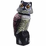 Hooyizer Owl Decoy 360 Rotate Head, Scarecrow Fake Owls Natural Enemy Realistic Owls to Scare Birds Away