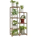 Bamworld Plant Shelf Tall Plant Stand for Indoor Plants Outdoor Corner Flower Stands for Living Room Balcony and Garden (9 pots)