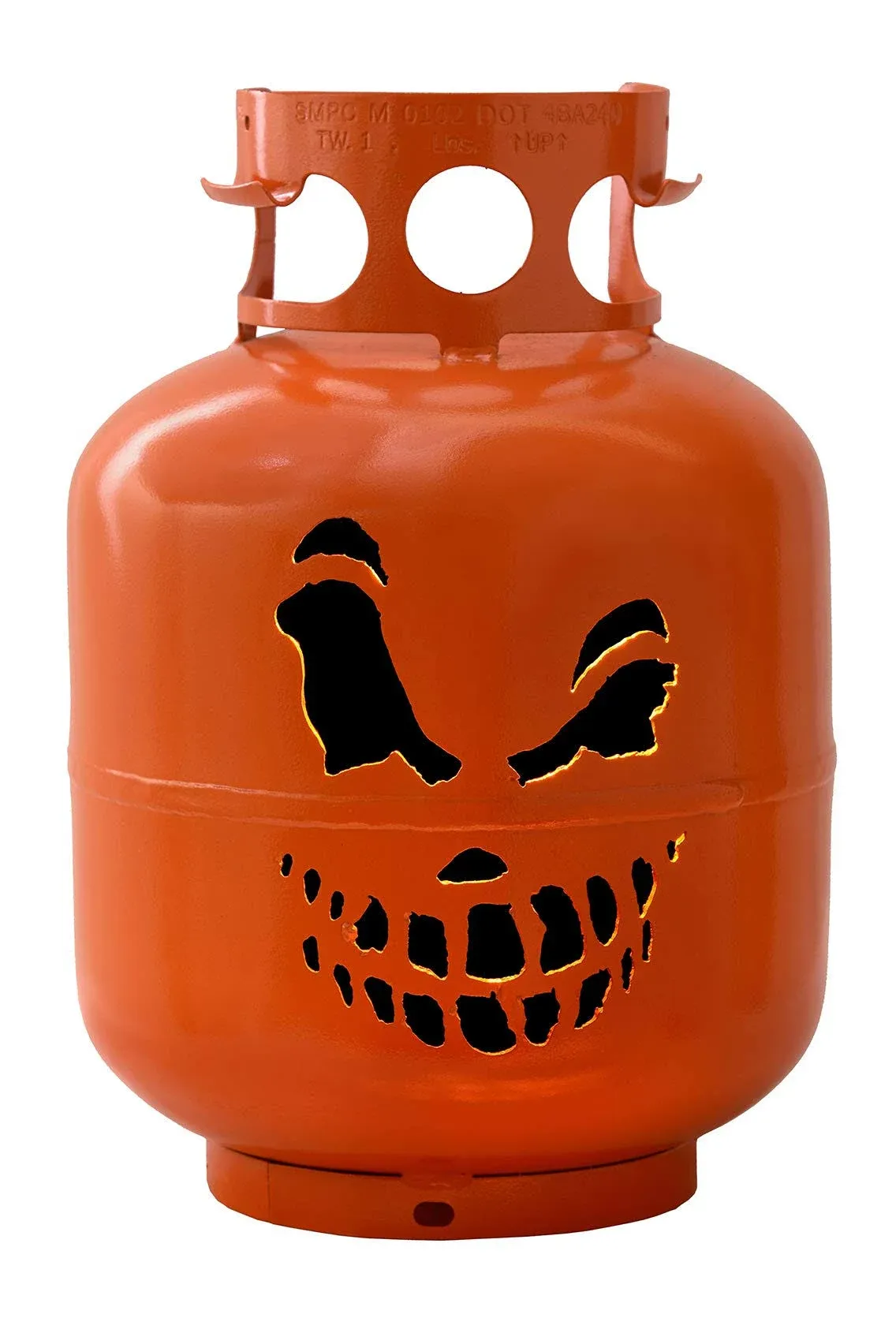 Flame King Jack O Lantern Halloween Steel Converted BBQ Propane Tank Cylinder, Orange