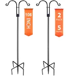 XDW-GIFTS Double Shepherds Hooks for Outdoor, Heavy Duty Two Sided Garden Pole for Hanging Bird Feeder, Plant Baskets, Solar Light Lanterns, Garden