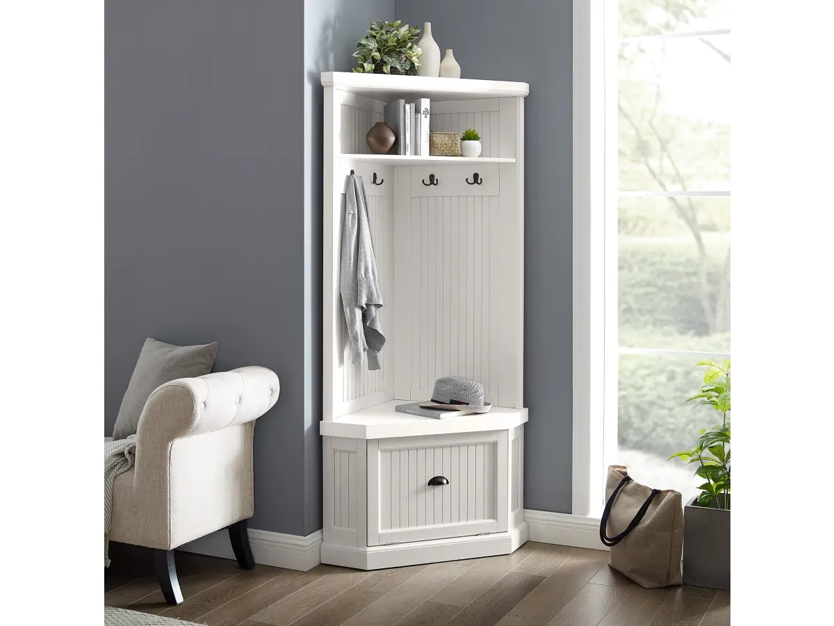 Seaside Corner Hall Tree Distressed White - Crosley