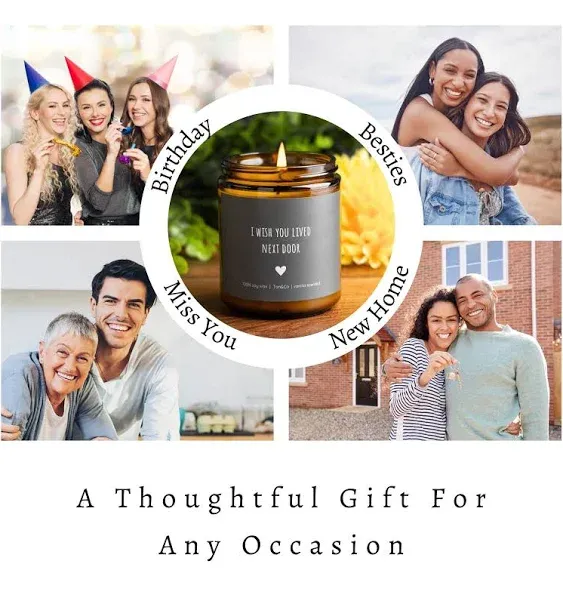 I Wish You Lived Next Door Friendship Candle Birthday Gifts for Women Best Friends