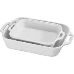 Ceramic 2-pc Rectangular Baking Dish Set in White