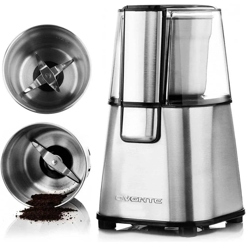 Ovente Electric Coffee &amp; Tea Grinder Mill 2.1 Ounce，Silver CG620S