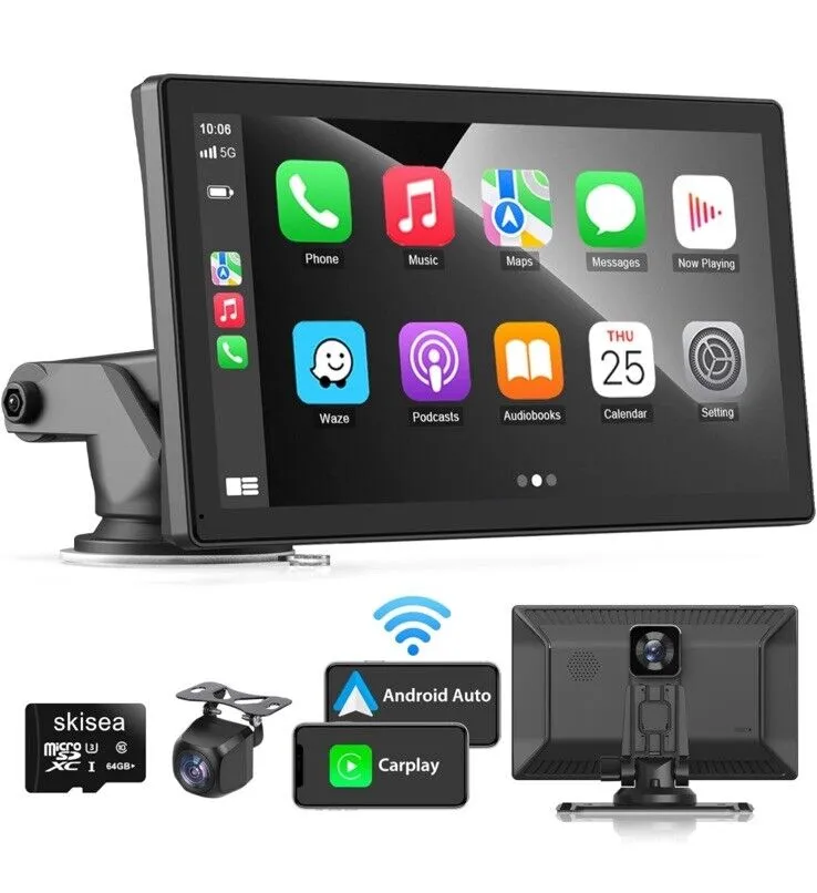 Wireless Apple Carplay Car Stereo,Portable 9'' Touch Screen Android Auto,2.5K Dash Cam,1080p Backup Camera DVR,Drive Mate Carplay Navigation with Mirror Link/Siri/FM/Bluetooth