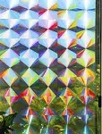 Rainbow Symphony – Rainbow Suncatcher Window Film, Diffraction Window Film, Stained Glass Window Cling, Holographic Prismatic Film, Radial Pattern, 24" x 36", Made in USA