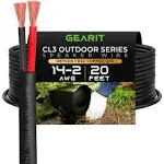 GearIT 14/2 Speaker Wire (20 Feet) 14 Gauge (Copper Clad Aluminum) - Outdoor Direct Burial in Ground/in Wall / CL3 CL2 Rated / 2 Conductors - CCA, Bla