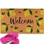 MAINEVENT Lemon Doormat, 30x17 Inch, Outdoor Rug, Yellow Coir Doormat, Hello Spring Door Mat