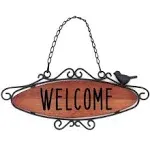 Funerom Rustic Small Wooden Welcome Sign Hanging Wood Farmhouse Porch Decorations for Front Door 12.2×5.1