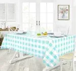 Newbridge Blue Pastel Easter Farmhouse Check Vinyl Tablecloth With Flannel Backing  Spring Gingham Flannel Backed Vinyl Tablecloth  52  x 52  Square  Robins Egg Blue