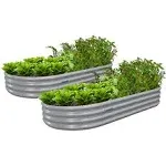 Tramull 2 Pack 6x3x1ft Galvanized Raised Garden Bed Kit Oval Metal Ground Planter Box Outdoor Bottomless Planter Raised Beds for Vegetables Flowers