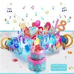 Venhoo Birthday Cards with Lights and Music, Funny Blowable Candle Musical Pop Up Greeting Birthday Card with DIY 0-9 Numbers, Play Happy Birthday