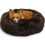 Best Friends by Sheri The Original Calming Dog Bed Donut Cuddler Shag Fur - 30"x30", Dark Chocolate