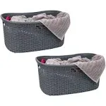 Mind Reader 40L Laundry Basket, Clothes Hamper, Wicker Design, Plastic, 23"L x 14.5"W x 11"H, Set of 2, Gray