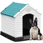 YITAHOME 28.5'' Plastic Dog House Outdoor Indoor Doghouse Puppy Shelter Water Resistant Easy Assembly Sturdy Dog Kennel with Air Vents and Elevated