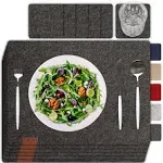 Sølmo Premium Felt Placemats Set of 6 Gray Washable, Placemat 16x13 inch Wipe...