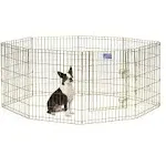 MidWest Foldable Metal Dog Exercise Pen / Pet Playpen, Gold zinc w/ door, 24&#034;W x