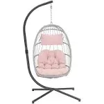 Brafab Swing Egg Chair,Hammock Chair, Hanging Chair, Aluminum Frame and UV Resistant Cushion with Steel Stand