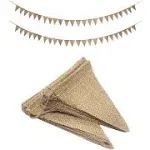 Mandala Crafts Triangle Plain Burlap Garland Pennant Burlap Banners Flags - Custom DIY Blank Banner Burlap Buntting for Birthday Wedding Baby Shower