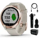 Wearable4U - Garmin Approach S42 Premium GPS Golf Watch, Gunmetal with Black Silicone Band and All-in-One Golf Tools Bundle