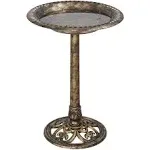 28 in. Antique Green Resin Bird Bath