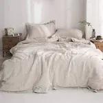 Simple&Opulence 3 Piece Solid 100% Linen Duvet Cover Set (King, Linen)